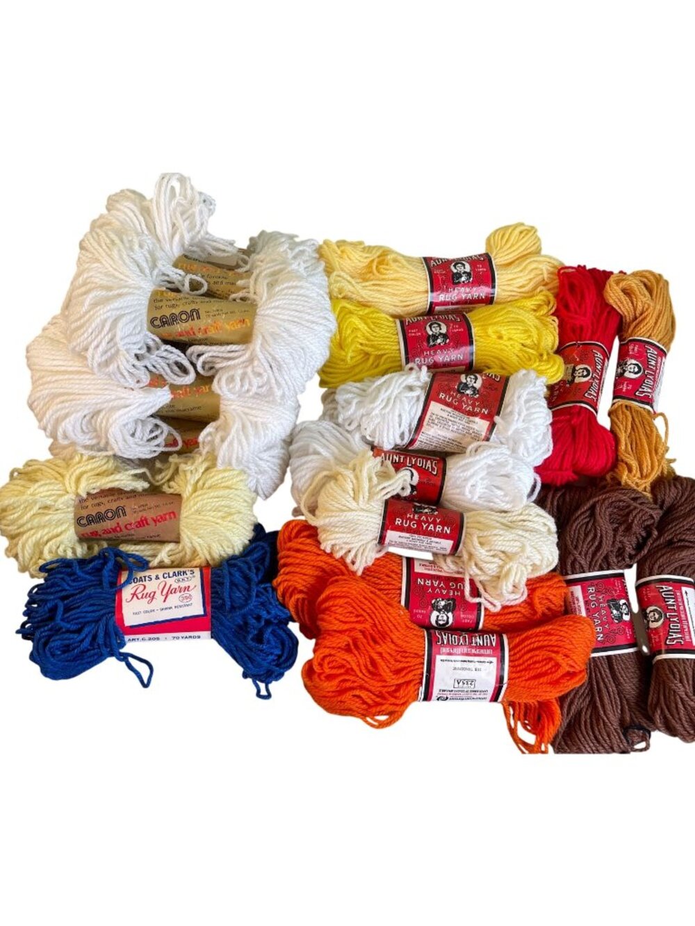 Vintage Rug Yarn 19 Skeins Aunt Lydia Caron Coats and Clark Mixed Colors Lot